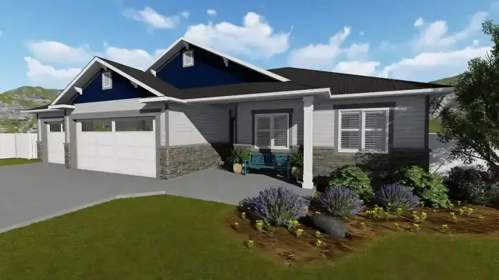 Traditional house plans 99-185 - front exterior, 1,493 sq ft, 3 bed, 2 bath house plans | Monster House Plans