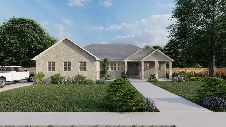 Traditional house plans 99-206 - front exterior, 2,084 sq ft, 3 bed, 2 bath house plans | Monster House Plans
