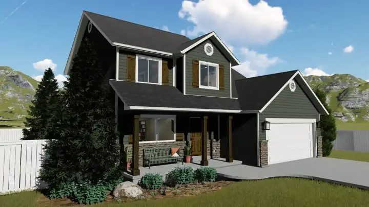 Traditional house plans 99-219 - front exterior, 1,621 sq ft, 3 bed, 2 bath house plans | Monster House Plans