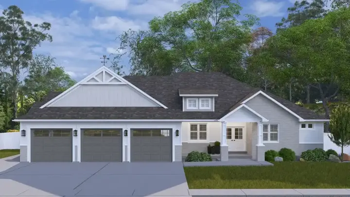 Craftsman house plans 99-220 - front exterior, 2,989 sq ft, 4 bed, 3 bath house plans | Monster House Plans