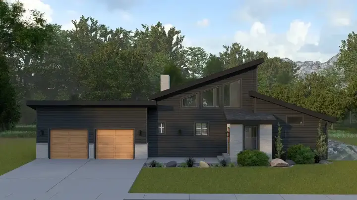 Contemporary house plans 99-221 - front exterior, 2,412 sq ft, 3 bed, 2 bath house plans | Monster House Plans