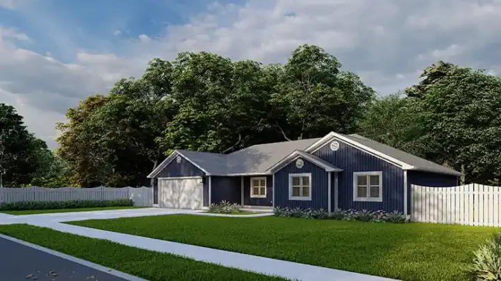 Traditional house plans 99-222 - front exterior, 1,521 sq ft, 3 bed, 2 bath house plans | Monster House Plans