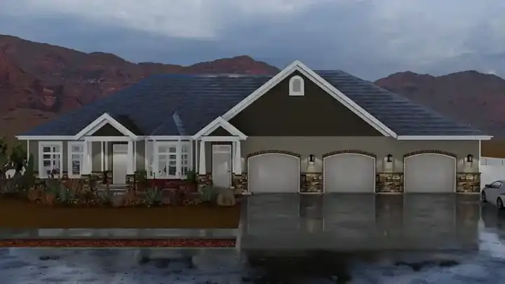 Traditional house plans 99-228 - front exterior, 3,404 sq ft, 2 bed, 3 bath house plans | Monster House Plans