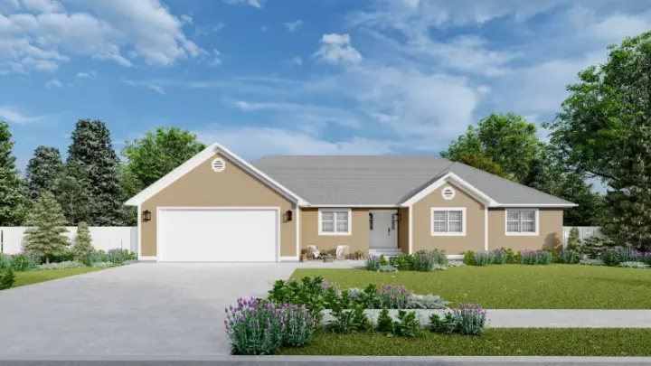 Ranch house plans 99-235 - front exterior, 1,808 sq ft, 3 bed, 2 bath house plans | Monster House Plans