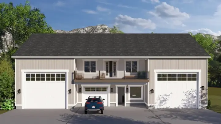 Modern Farmhouse house plans 99-237 - front exterior, 1,376 sq ft, 1 bed, 2 bath house plans | Monster House Plans