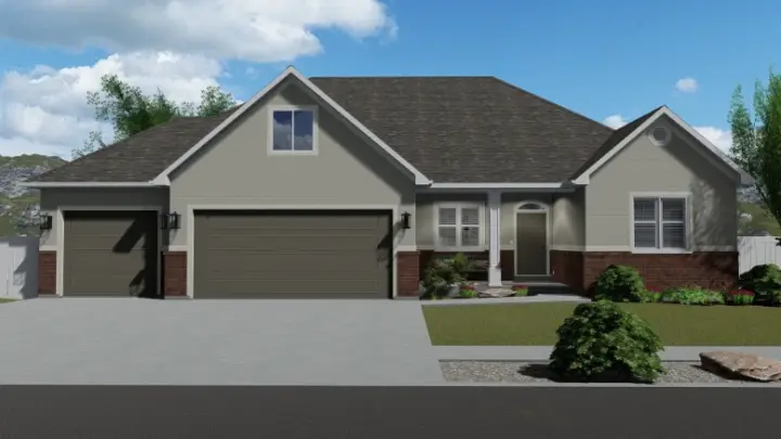 Ranch house plans 99-239 - front exterior, 1,999 sq ft, 3 bed, 2 bath house plans | Monster House Plans