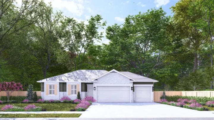 Ranch house plans 99-240 - front exterior, 1,358 sq ft, 3 bed, 2 bath house plans | Monster House Plans