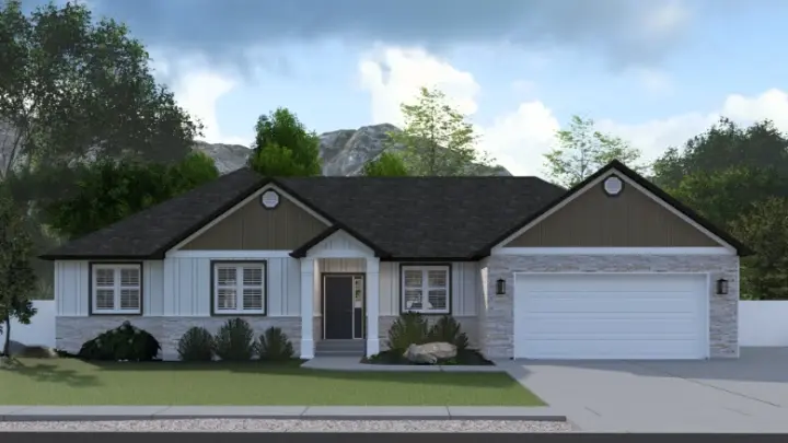 Ranch house plans 99-243 - front exterior, 1,914 sq ft, 3 bed, 2 bath house plans | Monster House Plans