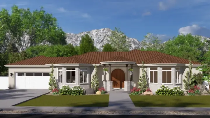 Spanish house plans 99-245 - front exterior, 2,480 sq ft, 3 bed, 2 bath house plans | Monster House Plans
