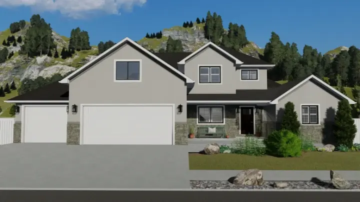 Traditional house plans 99-255 - front exterior, 2,212 sq ft, 4 bed, 2 bath house plans | Monster House Plans