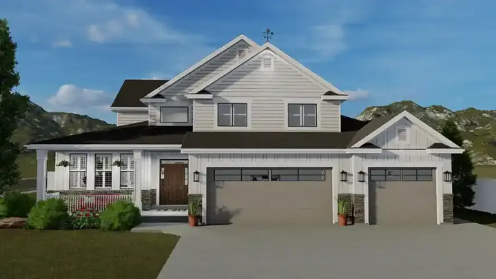 Modern Farmhouse house plans 99-272 - front exterior, 2,438 sq ft, 3 bed, 2 bath house plans | Monster House Plans