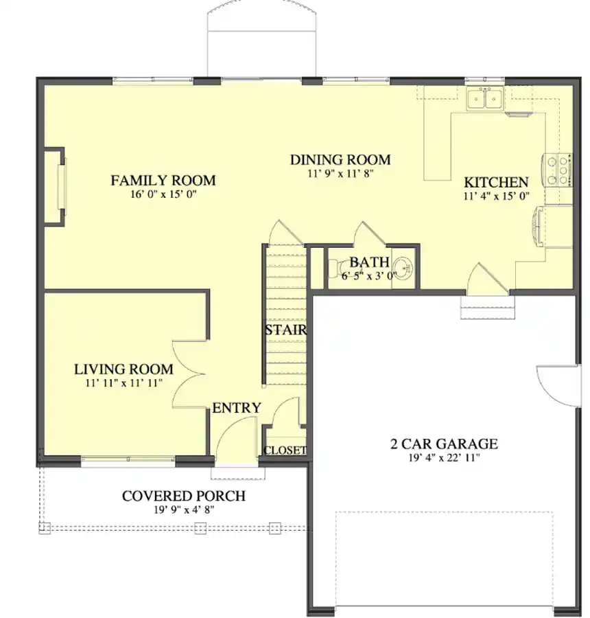 Traditional house plans 99-278 - main floor plan, 1,811 sq ft, 3 bed, 2 bath house plans | Monster House Plans
