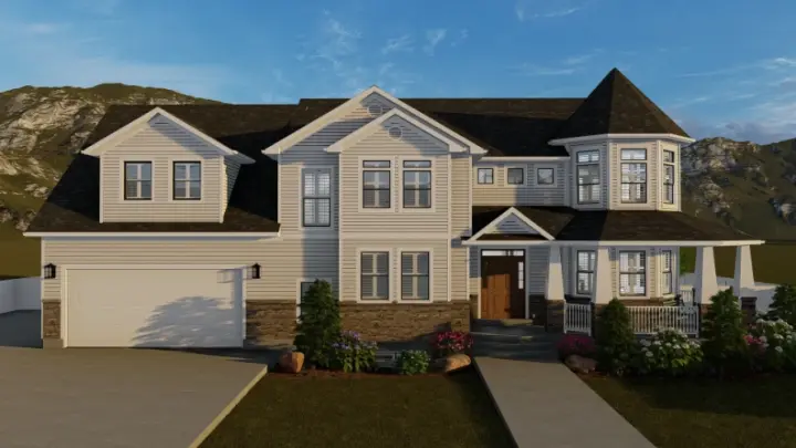 Modern house plans 99-285 - front exterior, 3,571 sq ft, 4 bed, 2 bath house plans | Monster House Plans