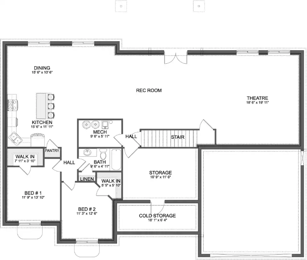 Modern Farmhouse house plans 99-286 - lower floor plan, 2,254 sq ft, 3 bed, 2 bath house plans | Monster House Plans