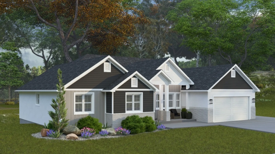 Modern Farmhouse house plans 99-286 - rendering 2, 2,254 sq ft, 3 bed, 2 bath house plans | Monster House Plans