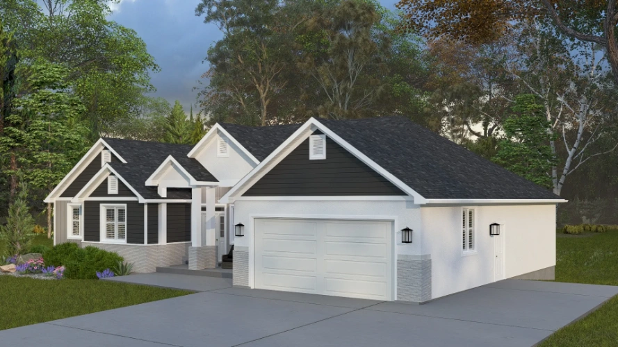 Modern Farmhouse house plans 99-286 - rendering 5, 2,254 sq ft, 3 bed, 2 bath house plans | Monster House Plans