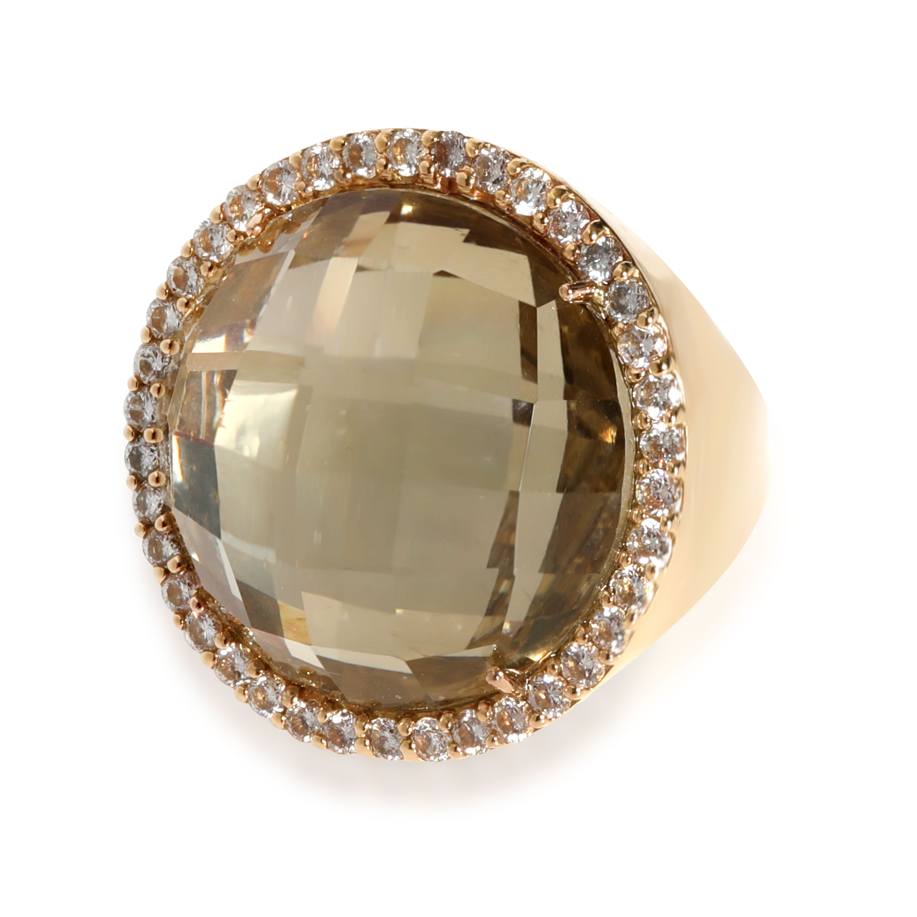 Roberto Coin Quartz Diamond Doublet Ring in 18K Yellow Gold 0.95 ctw - Afbeelding 1 van 6