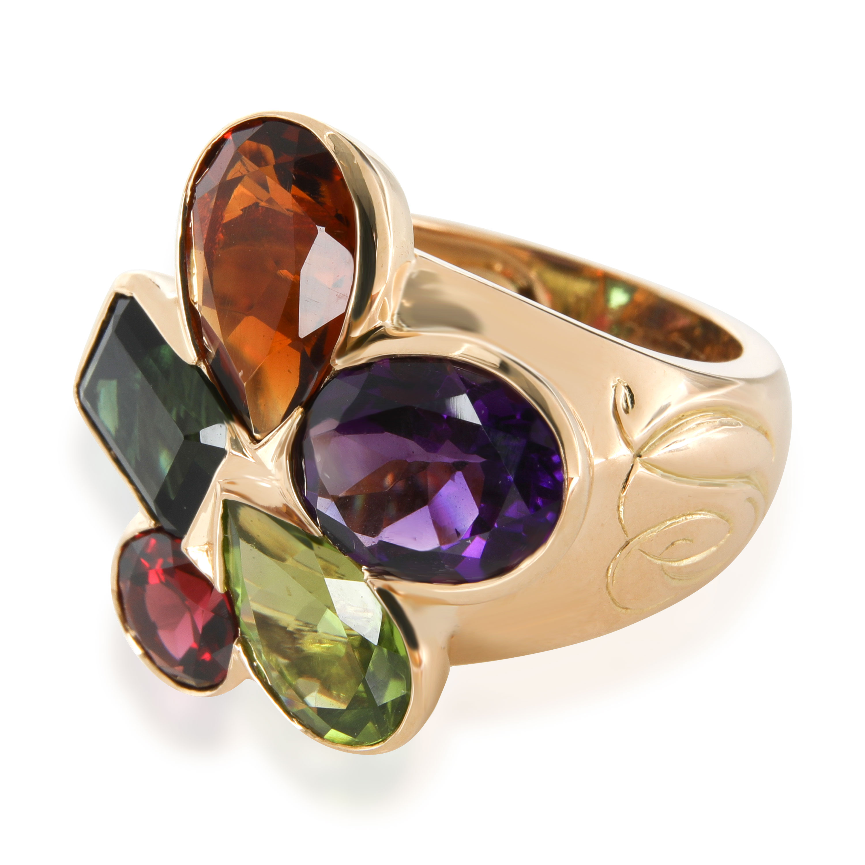 Christian Dior Multi Colored Gemstone Cocktail Ring in 18K Yellow
