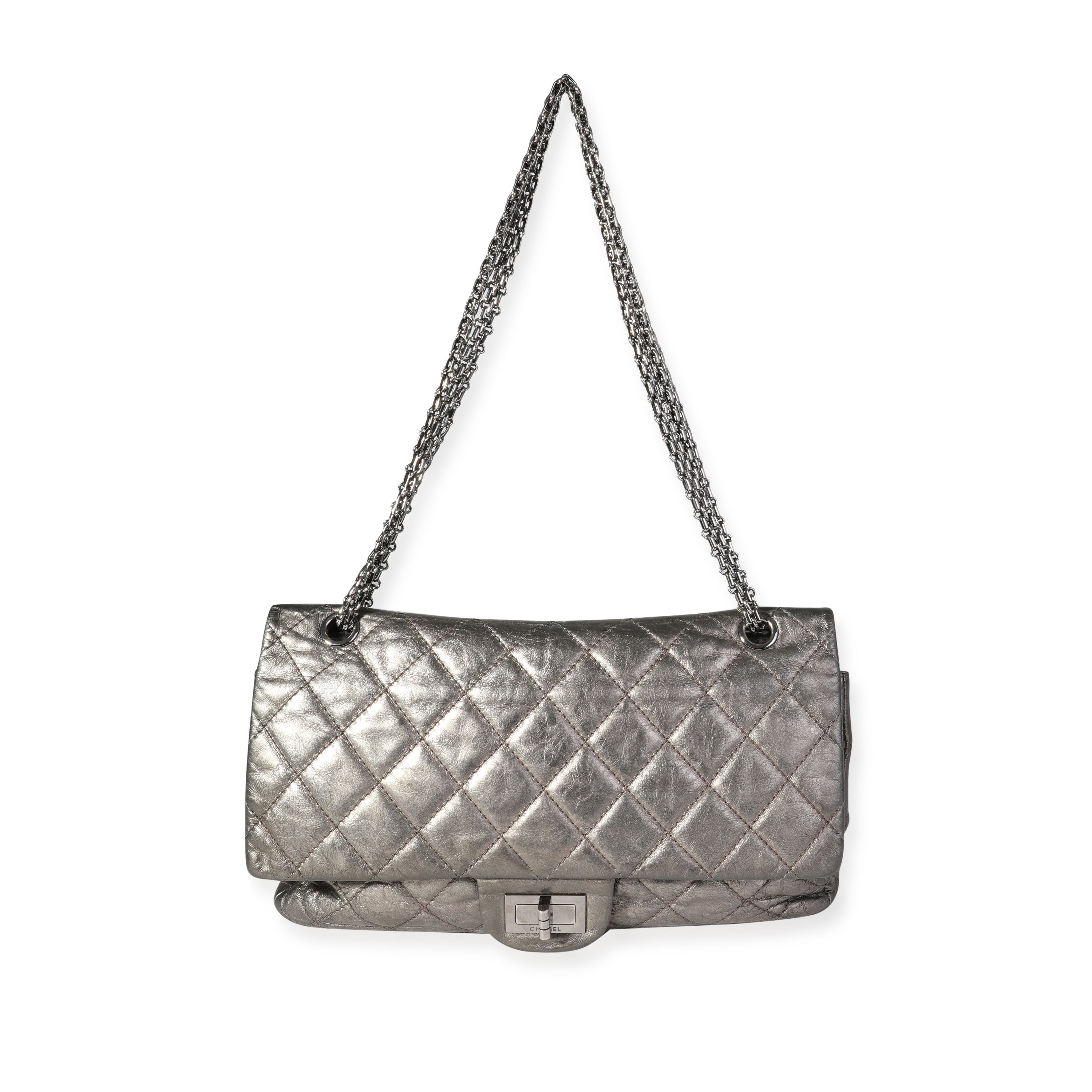Chanel Metallic Pewter Crinkle Lambskin Reissue 2.25 227