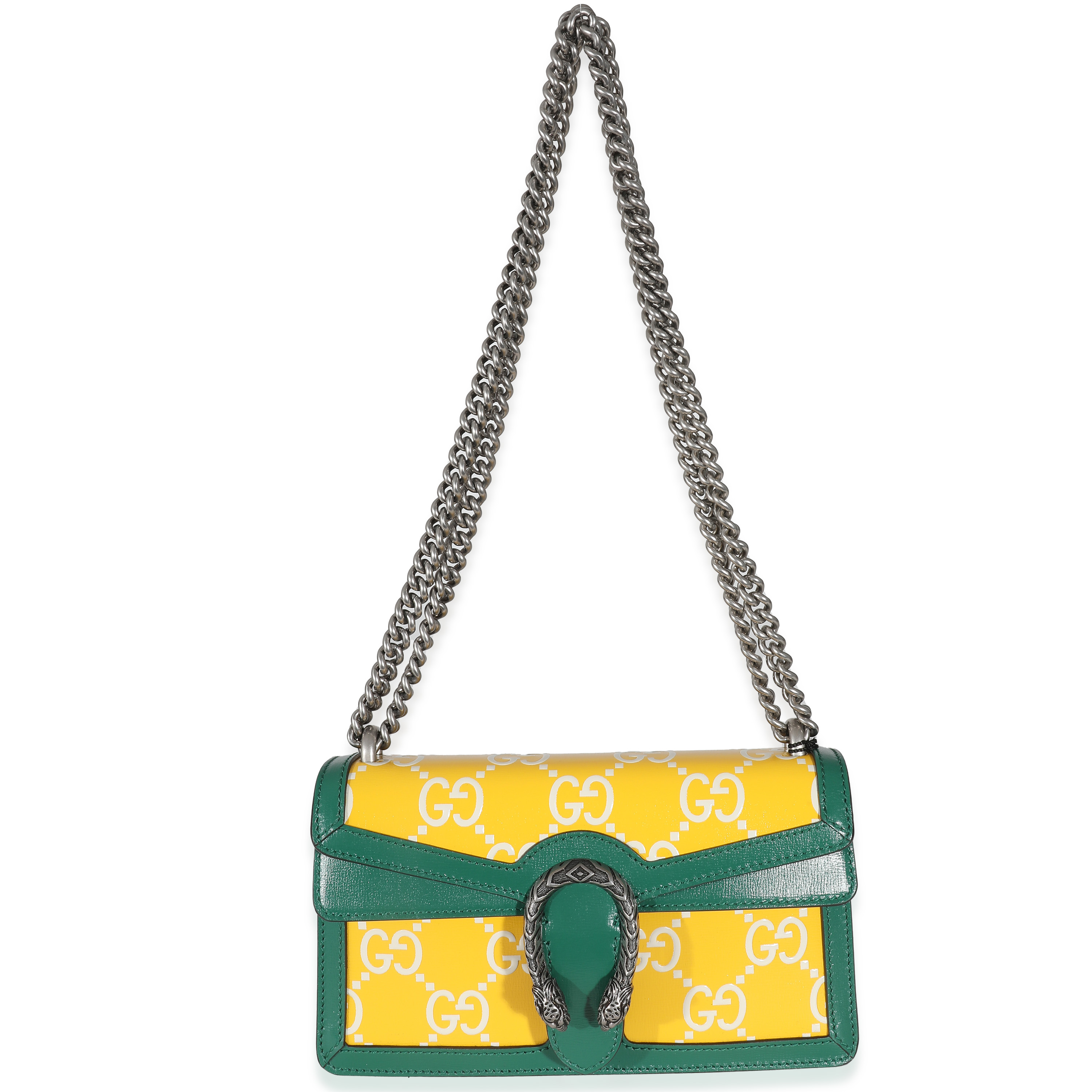 【関税送料込】GUCCI Dionysus GG Super Mini Bag Yellow Green Gucci Green Yellow Leather GG Small Dionysus Bag | eBay