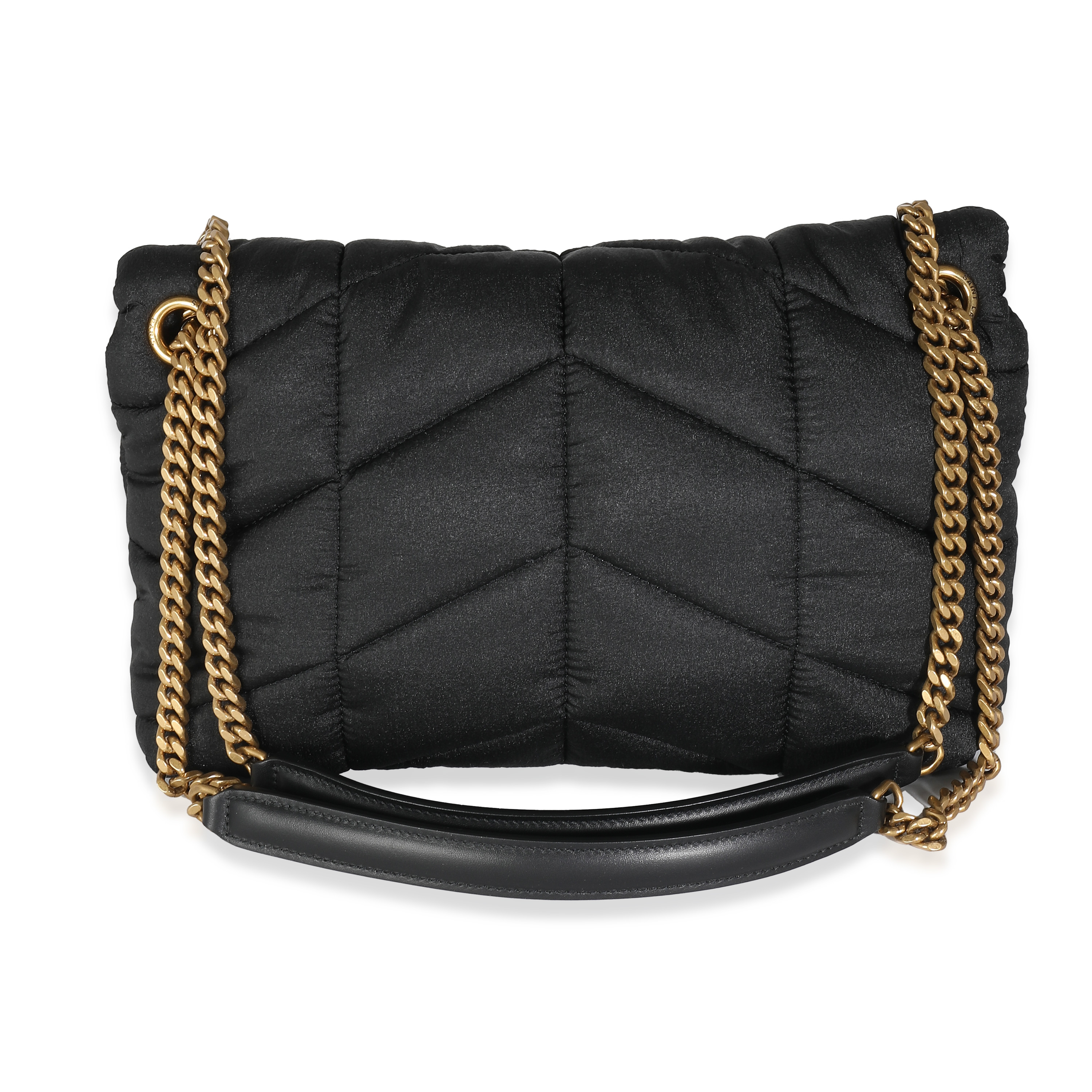 Saint Laurent Black Quilted Nylon Small Lou Puffer Chain Bag