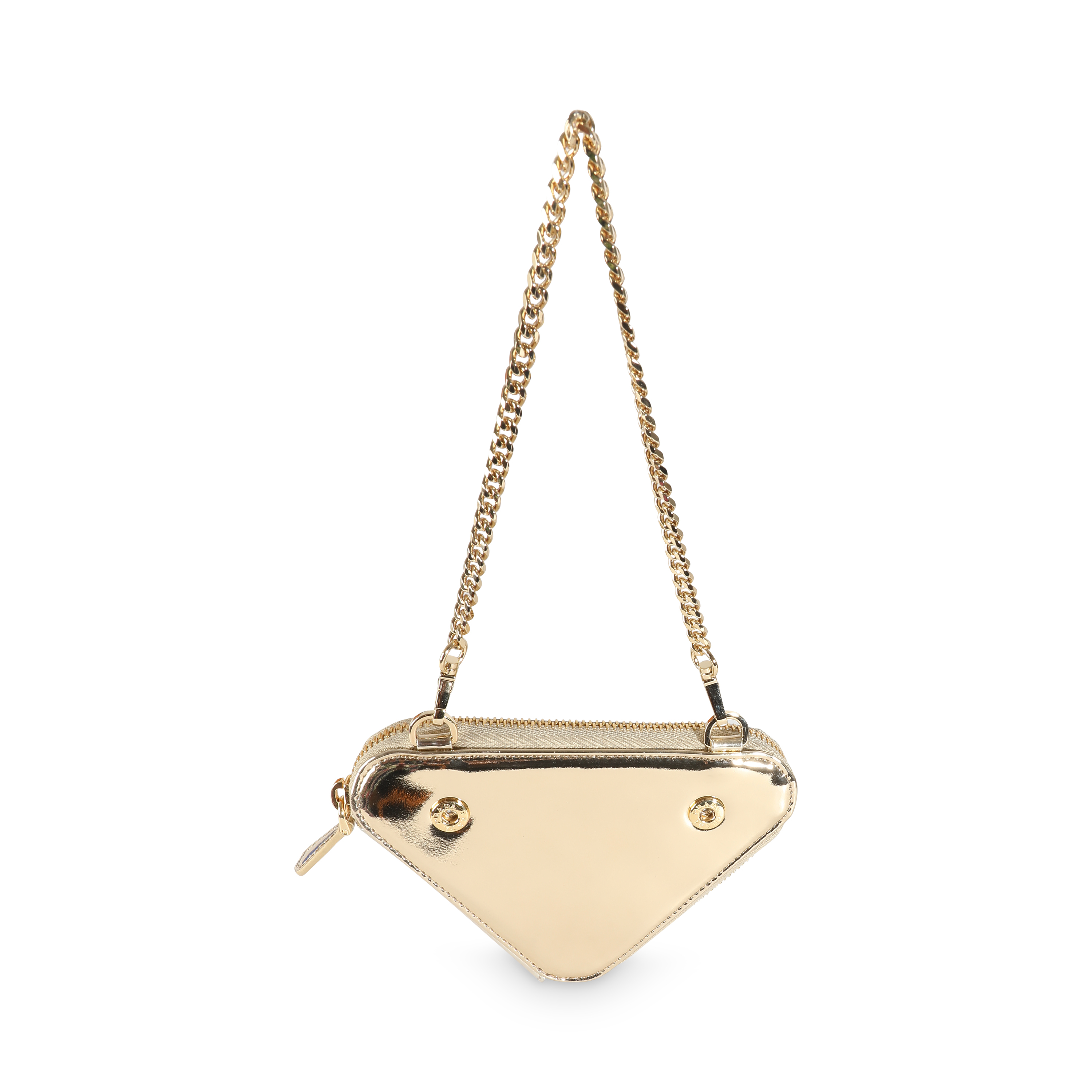 Prada Gold Satin Crystal Embellished Mini Triangular Pouch