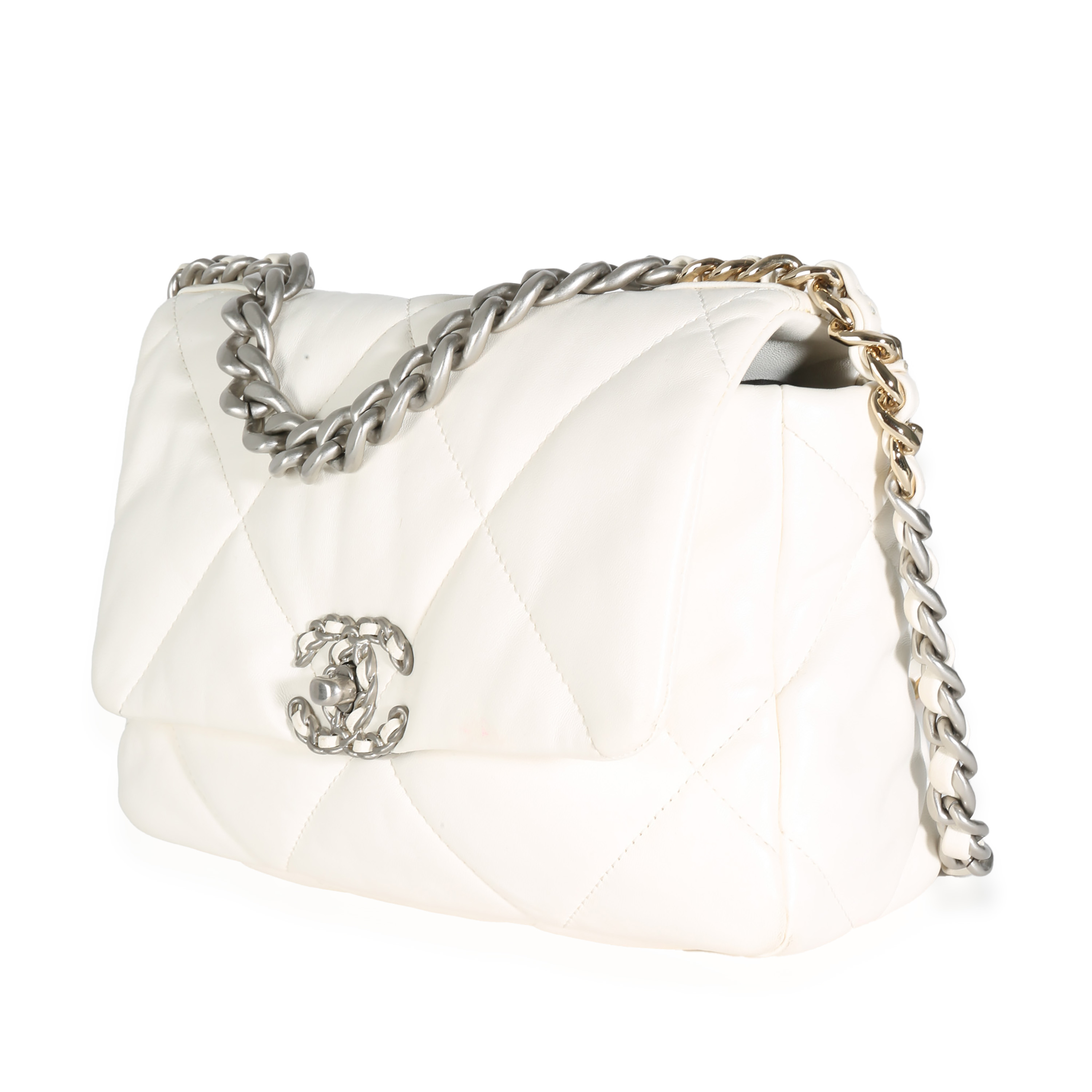 Chanel White Quilted Lambskin Small Chanel 19 Flap Bag | eBay