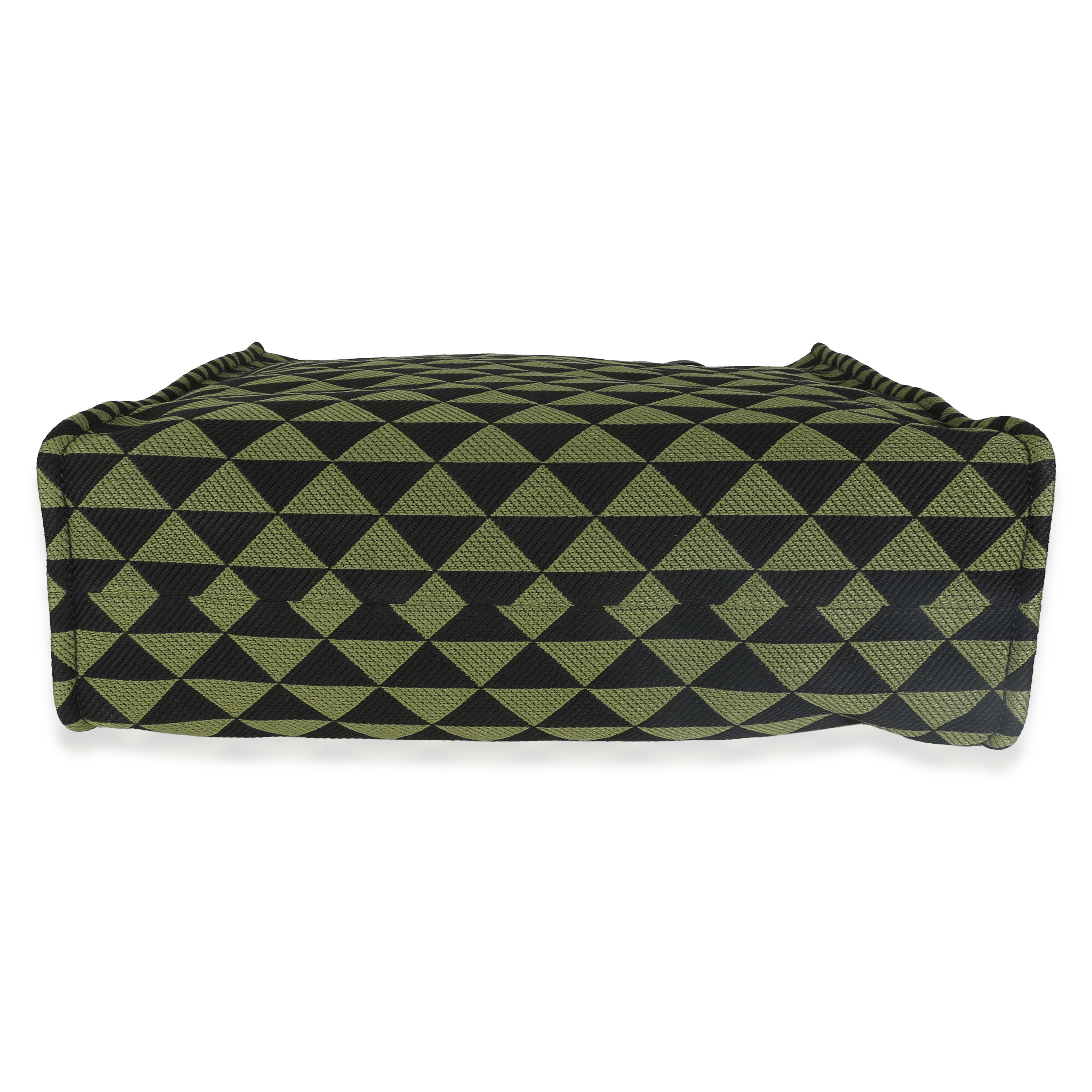 Prada Black Green Jacquard Triangolo Symbole Shopping Tote