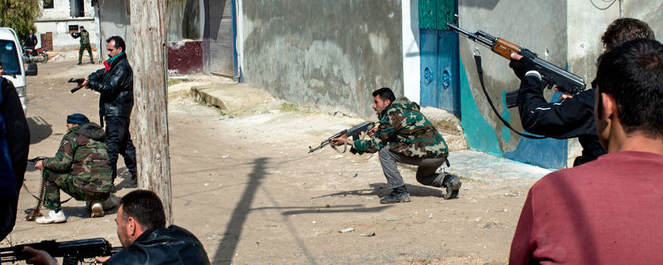 Two tanks passed before the fighters detonated the bomb. The large explosion, missing its target, was the cue for the others to engage the tanks with their rifles, and the quiet neighborhood in Idlib erupted into gunfire. Source: Freedom House.