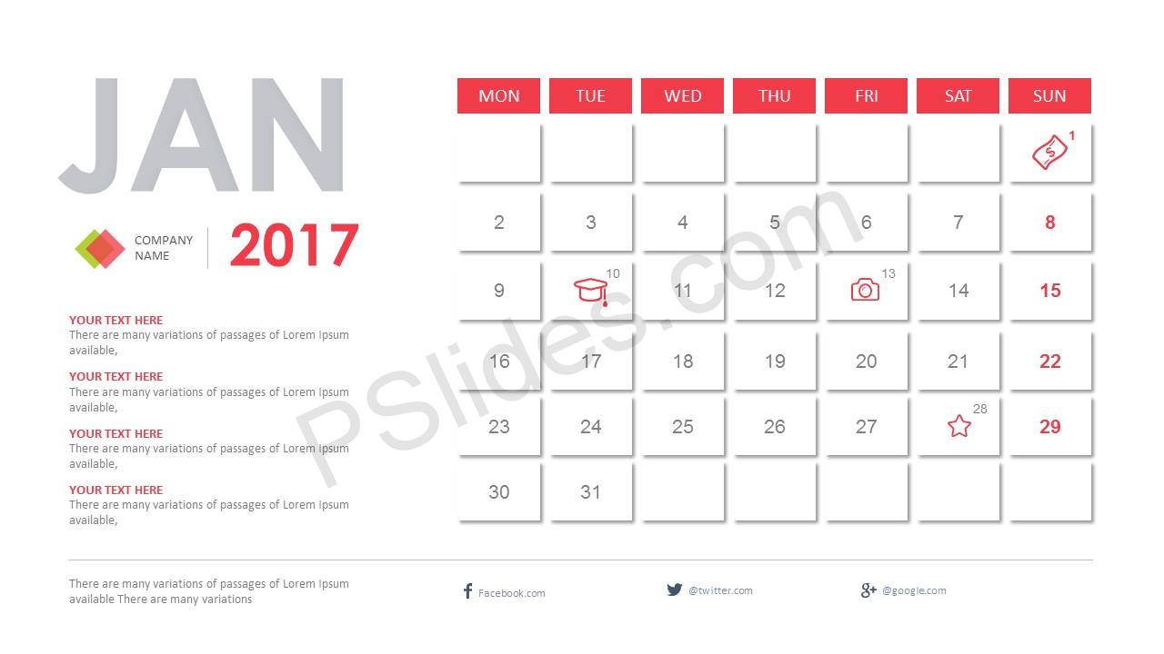 calendar in powerpoint