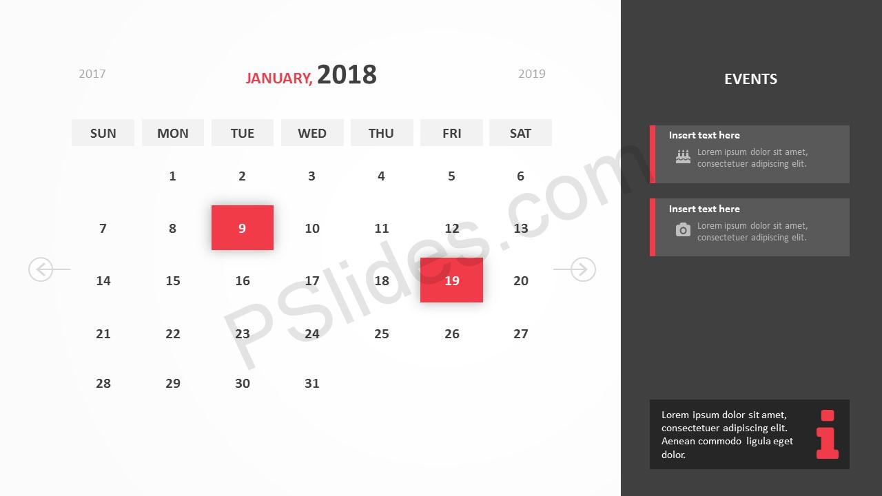 ppt calendar template 2018