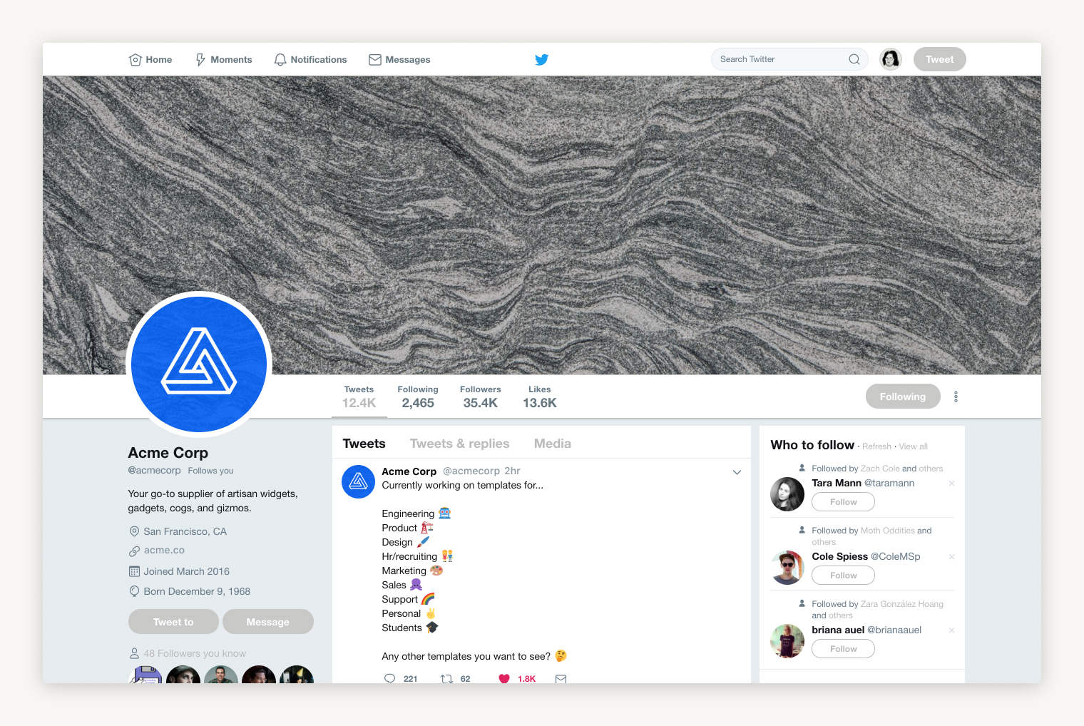 Acme Corp social branding