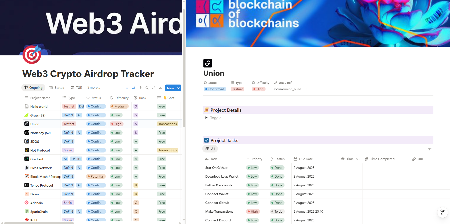 Web3 Crypto Airdrop Tracker Template by Temini_0x | Notion Marketplace