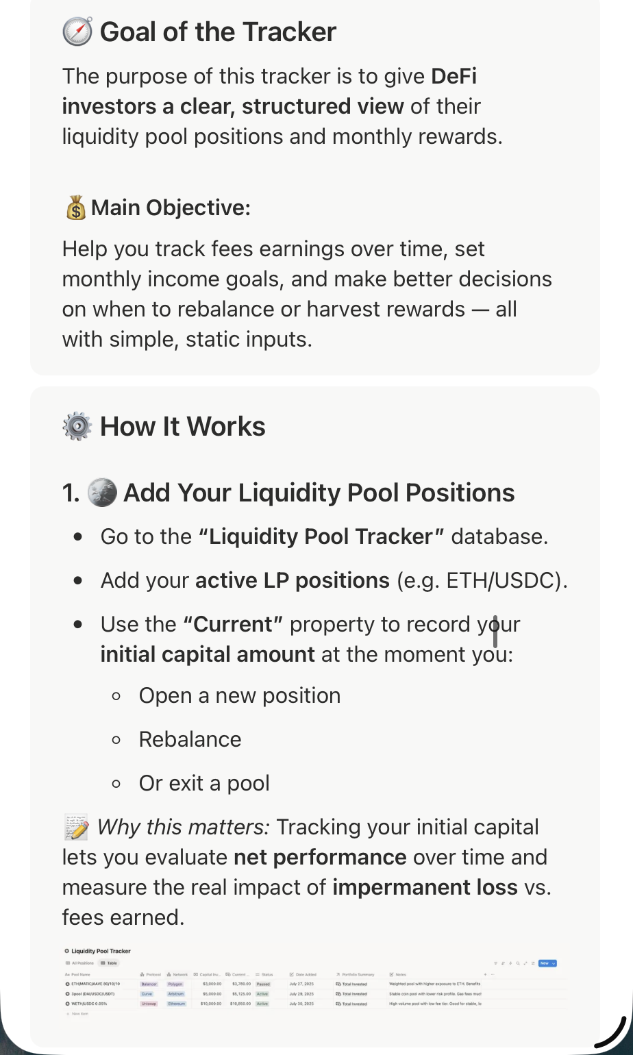 Liquidity Pool Tracker DeFi cashflow business Template | Notion Marketplace