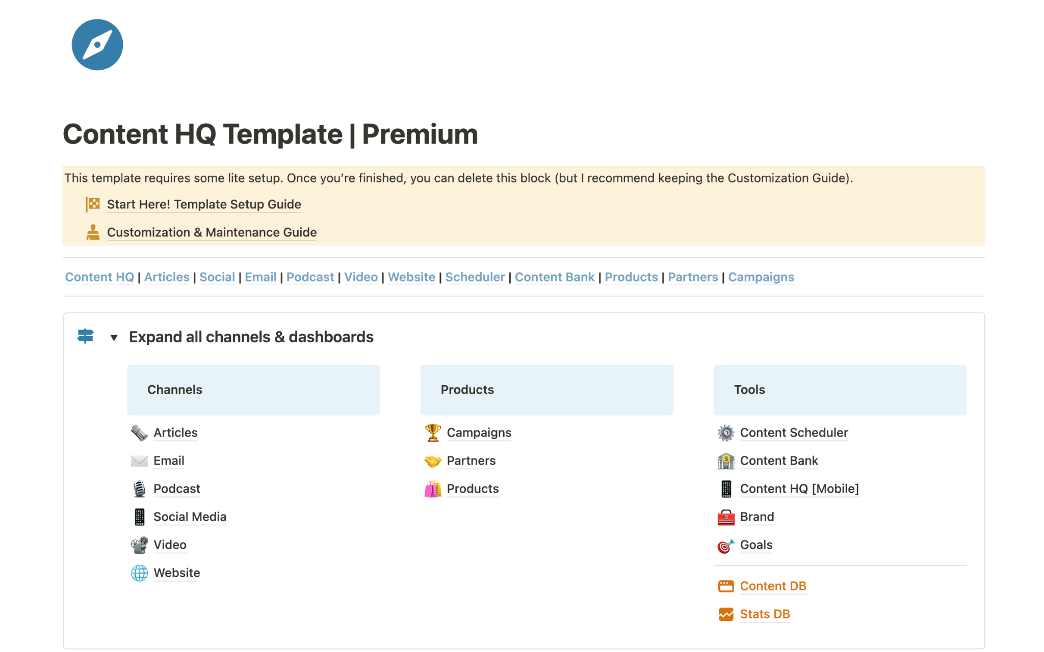 Content HQ Premium Partners, Campaigns More Template Notion - Main Image