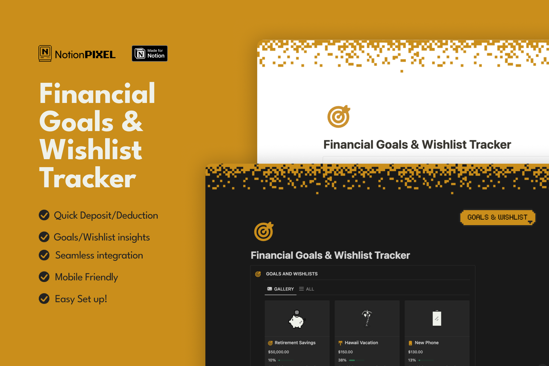 Financial Goals & Wishlist Tracker 템플릿 | Notion (노션) 마켓플레이스
