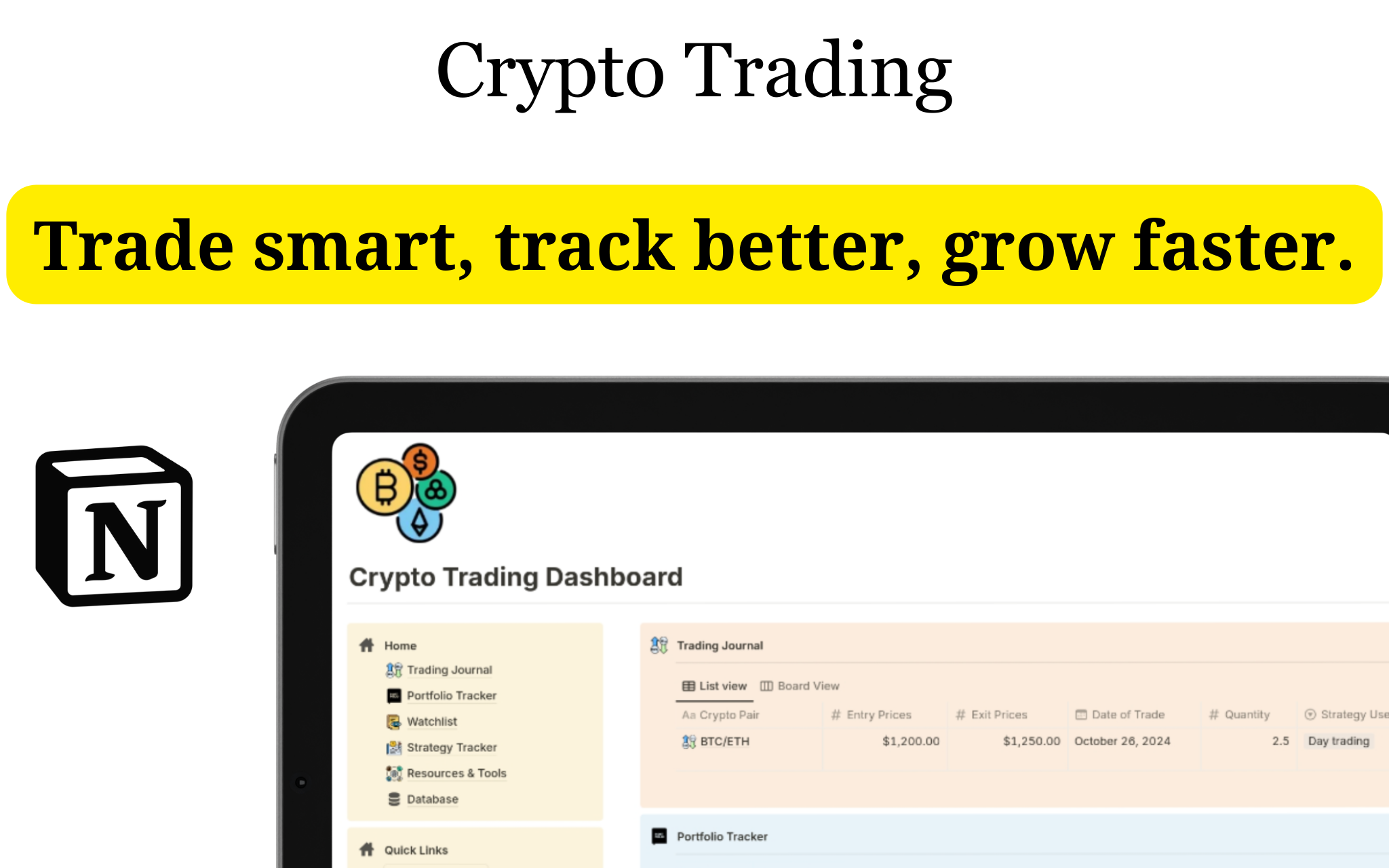 Crypto Trading Dashboard Template | Notion Marketplace
