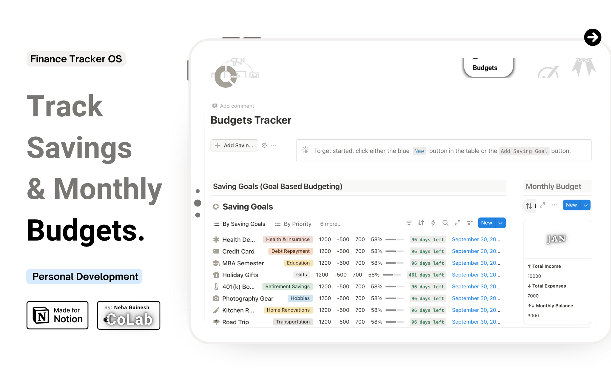 Budget Tracker Template by Neha Guinesh Notion Marketplace