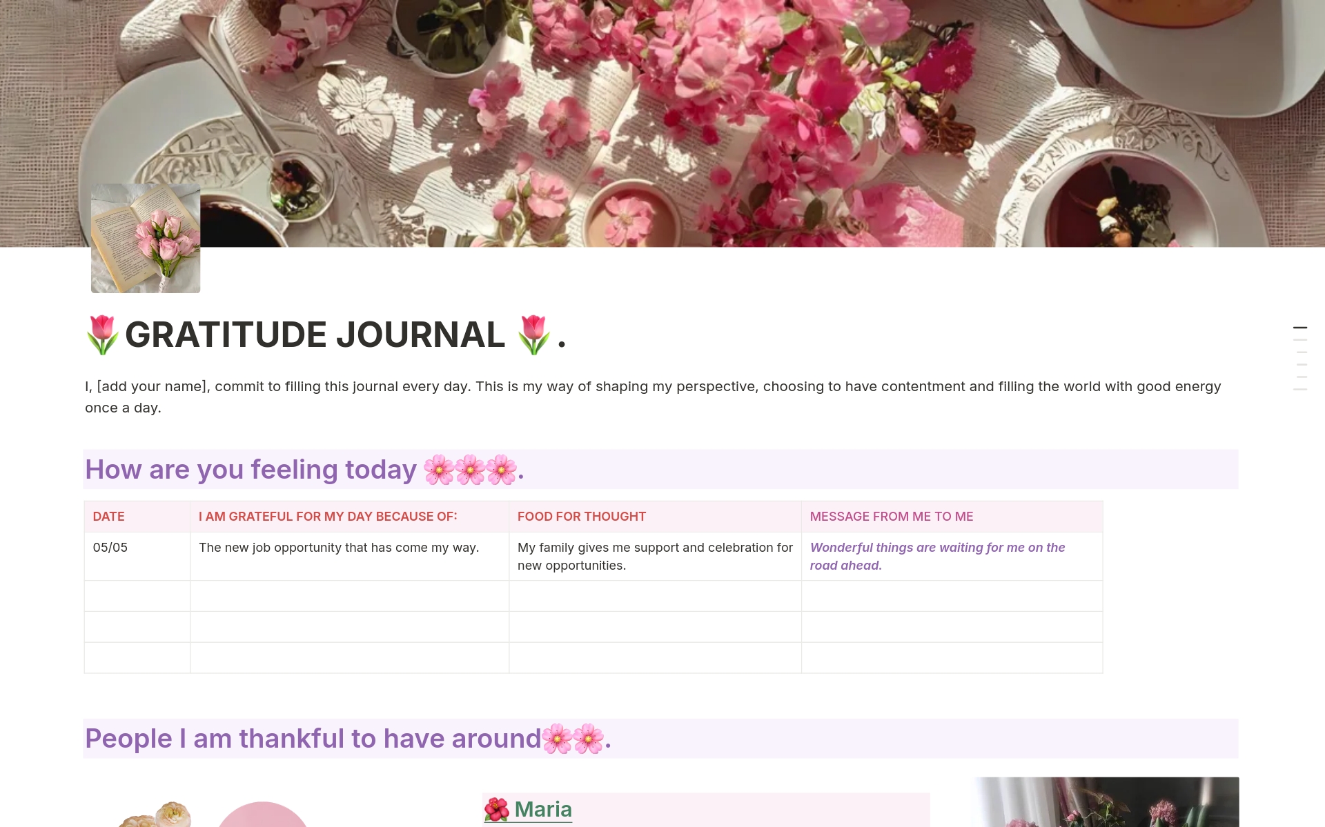 GRATITUDE JOURNAL のプレビュー