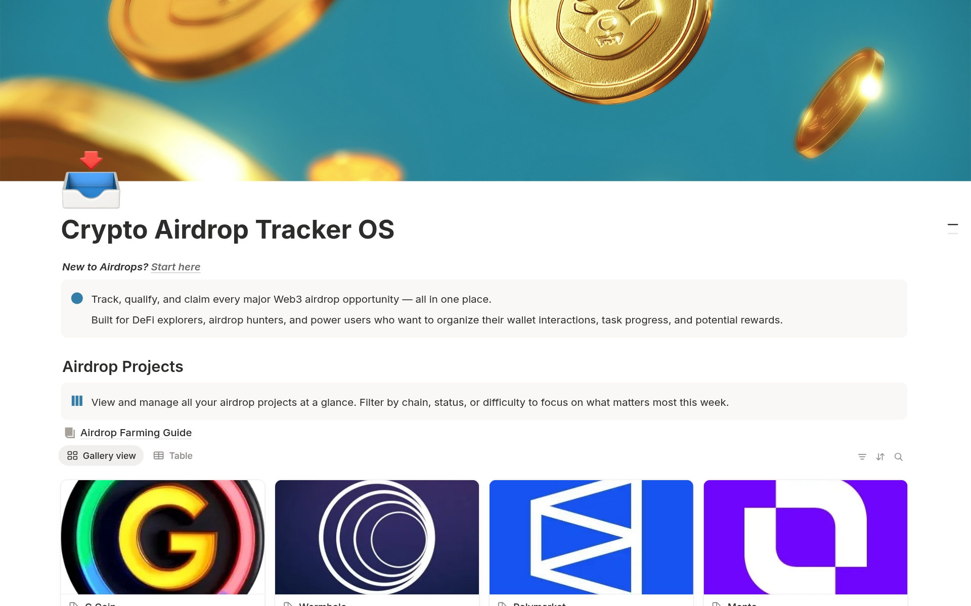 Web3 Crypto Airdrop Tracker Template by Temini_0x | Notion Marketplace