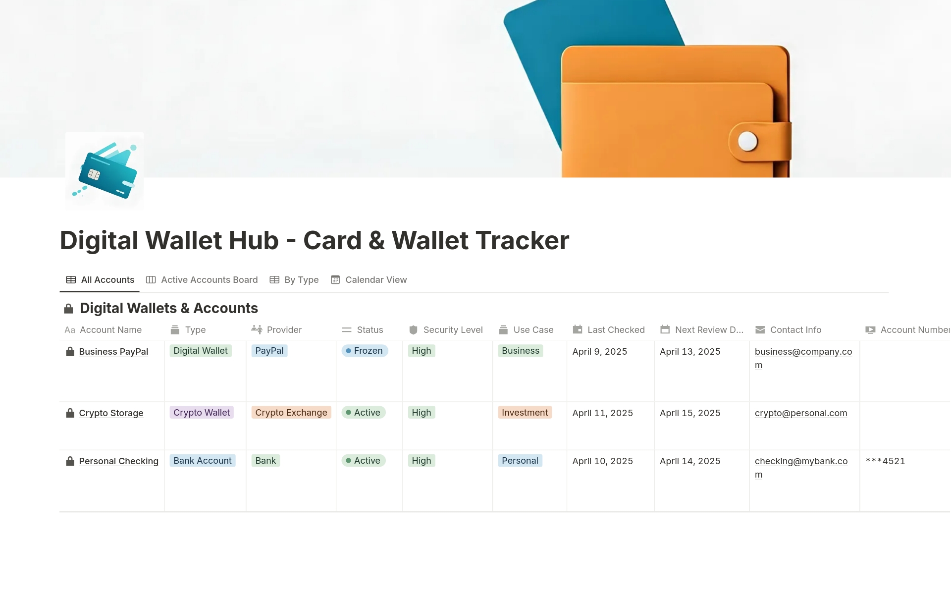 Digital Wallet Hub - Card & Wallet Tracker