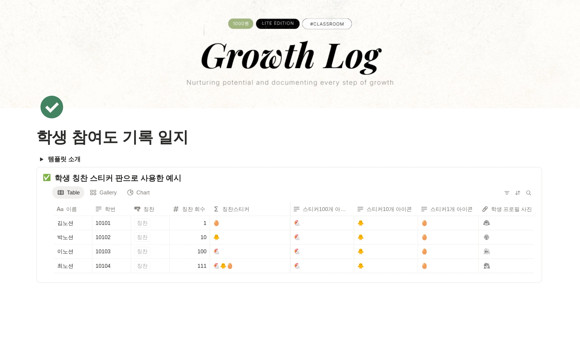 학생 참여도 기록 일지