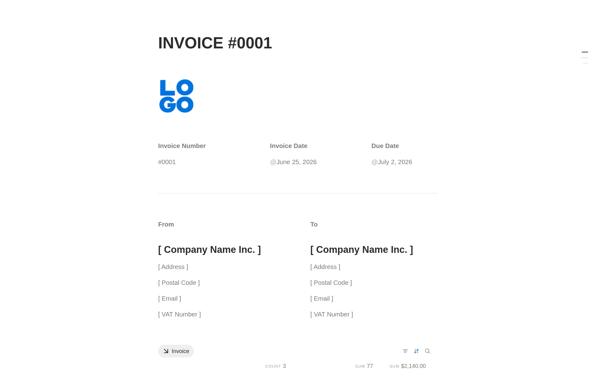 Invoice Model - Simple Billing & Payment Tracker のプレビュー