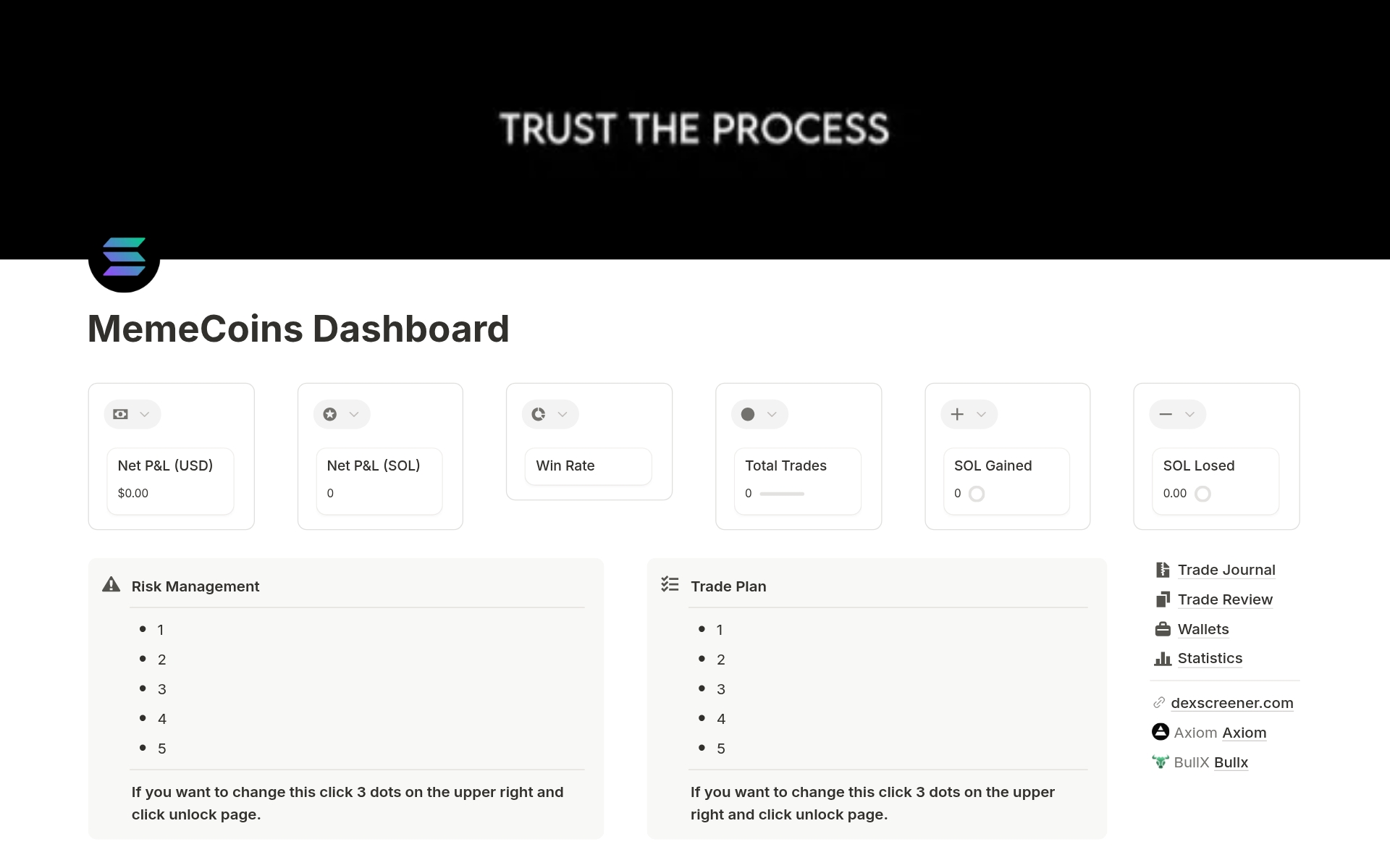 MemeCoins Journal – Professional Trading Dashboard Template by xsavvy |  Trading Journals | Notion Marketplace