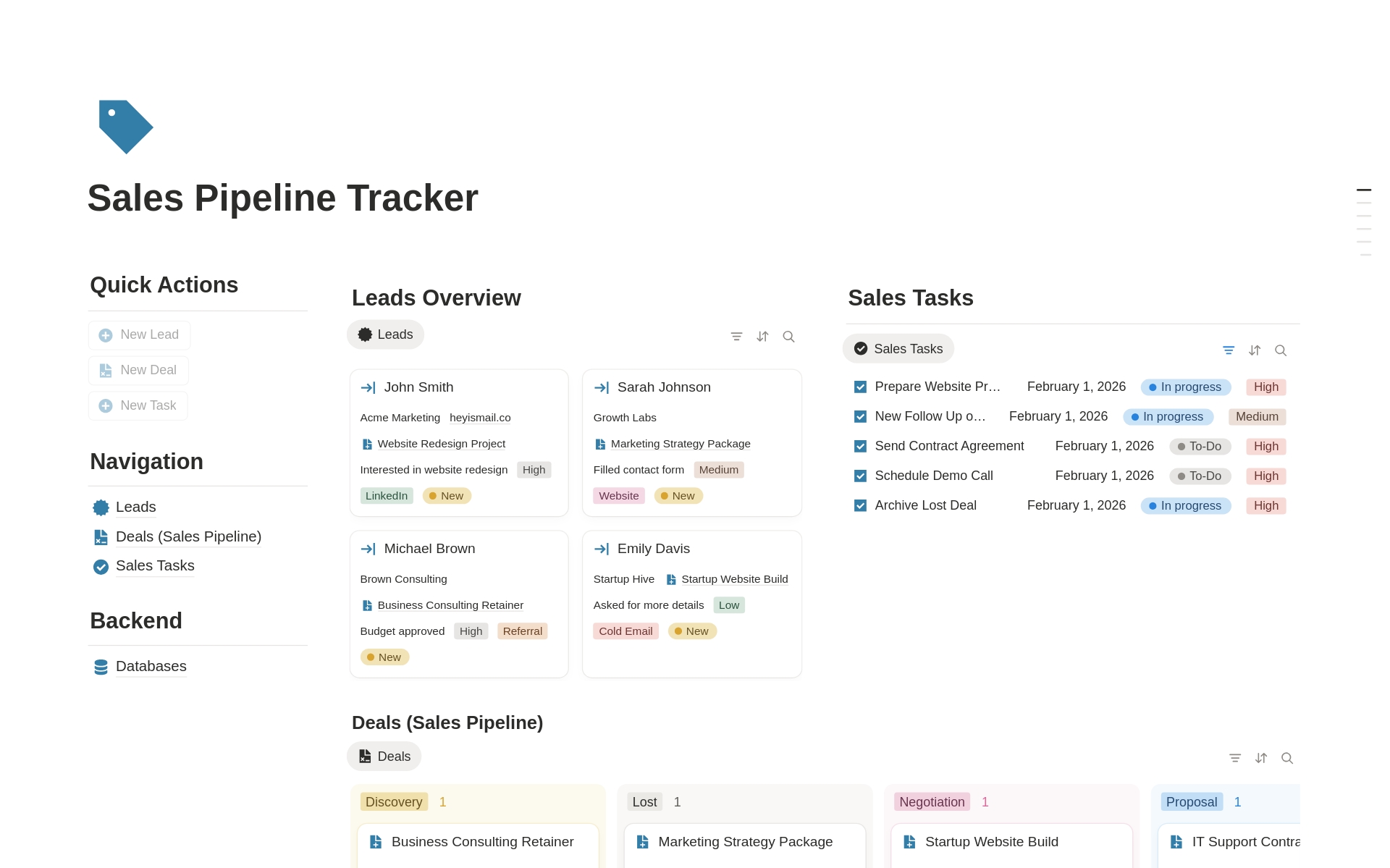 Sales Pipeline OS | Leads, Deals & Revenue Tracker のプレビュー