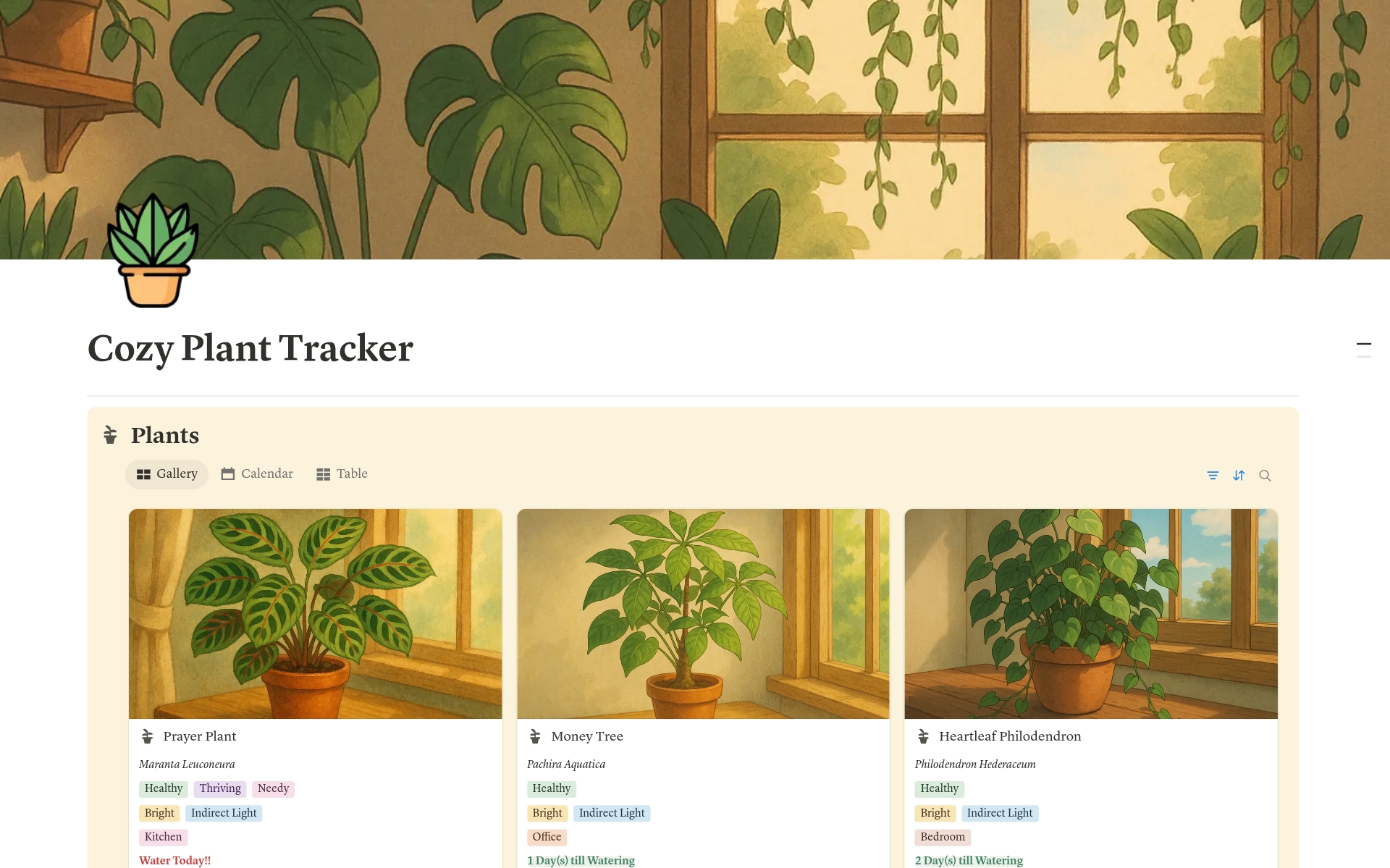 Cozy Plant Tracker のプレビュー