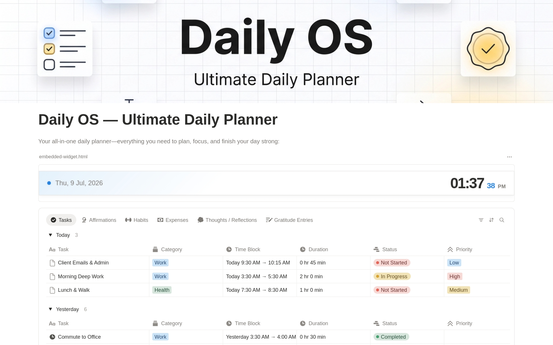 Daily OS - Daily Planner のプレビュー