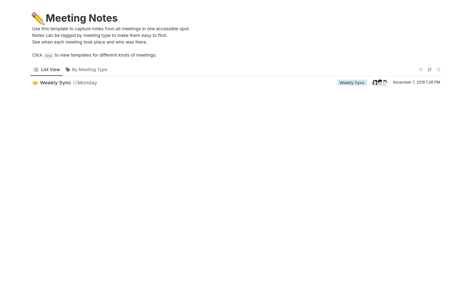 Meeting notes のプレビュー