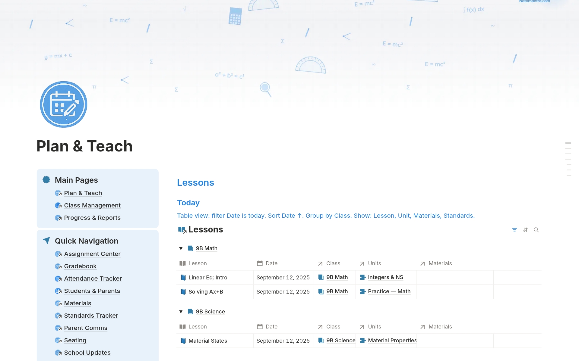 Teacher Lesson Planner - view 2