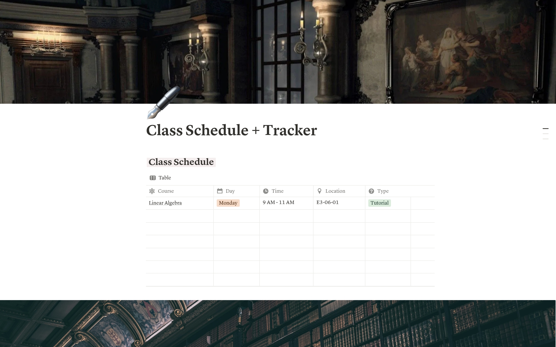 Class Schedule and Tracker のプレビュー